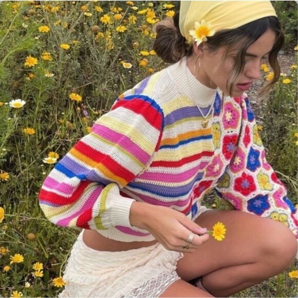 RARE- Farm Rio Handmade Crochet Sweater – Size Small –NWOT - Picture 6 of 16